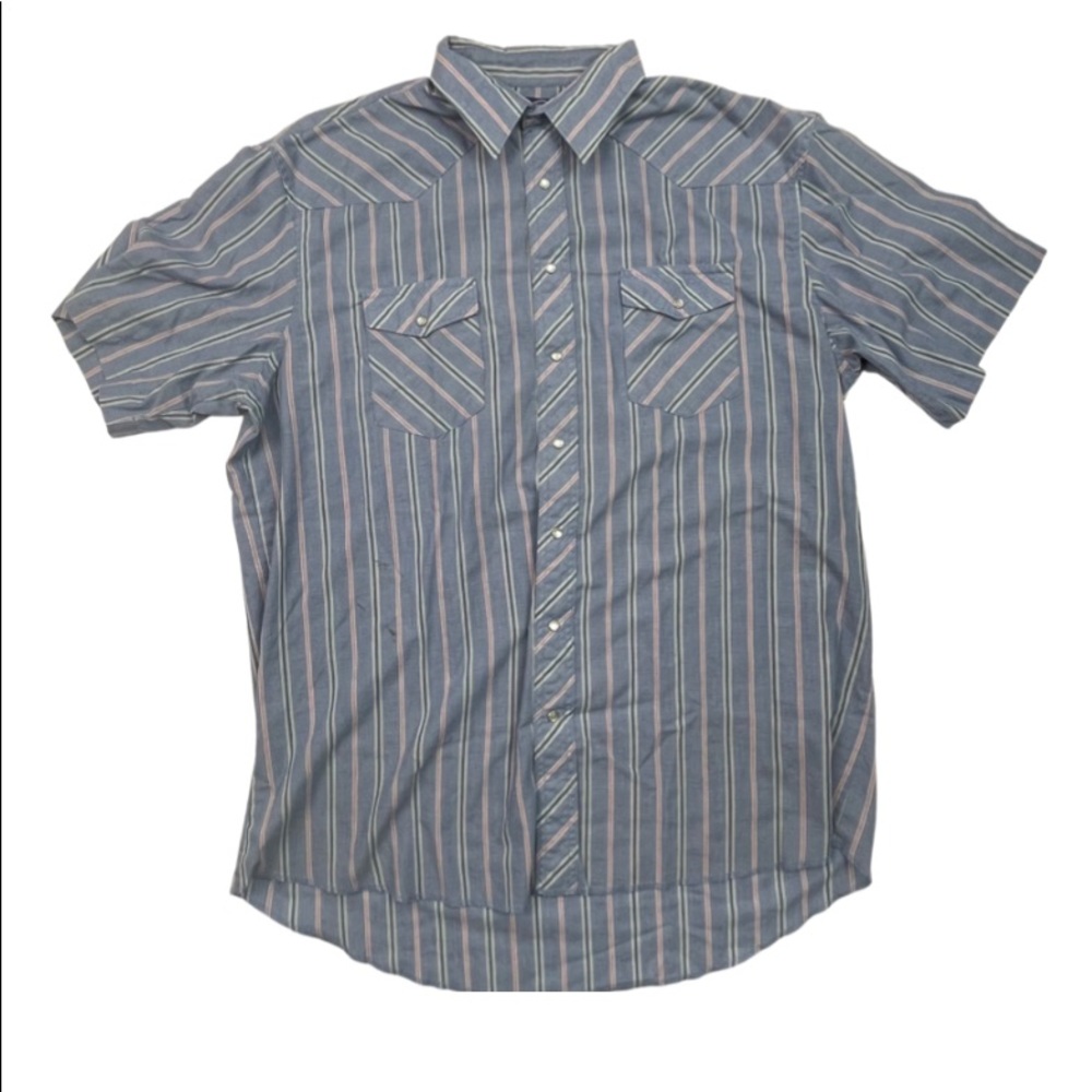 Vintage Wrangler western wear striped button up short sleeve shirt